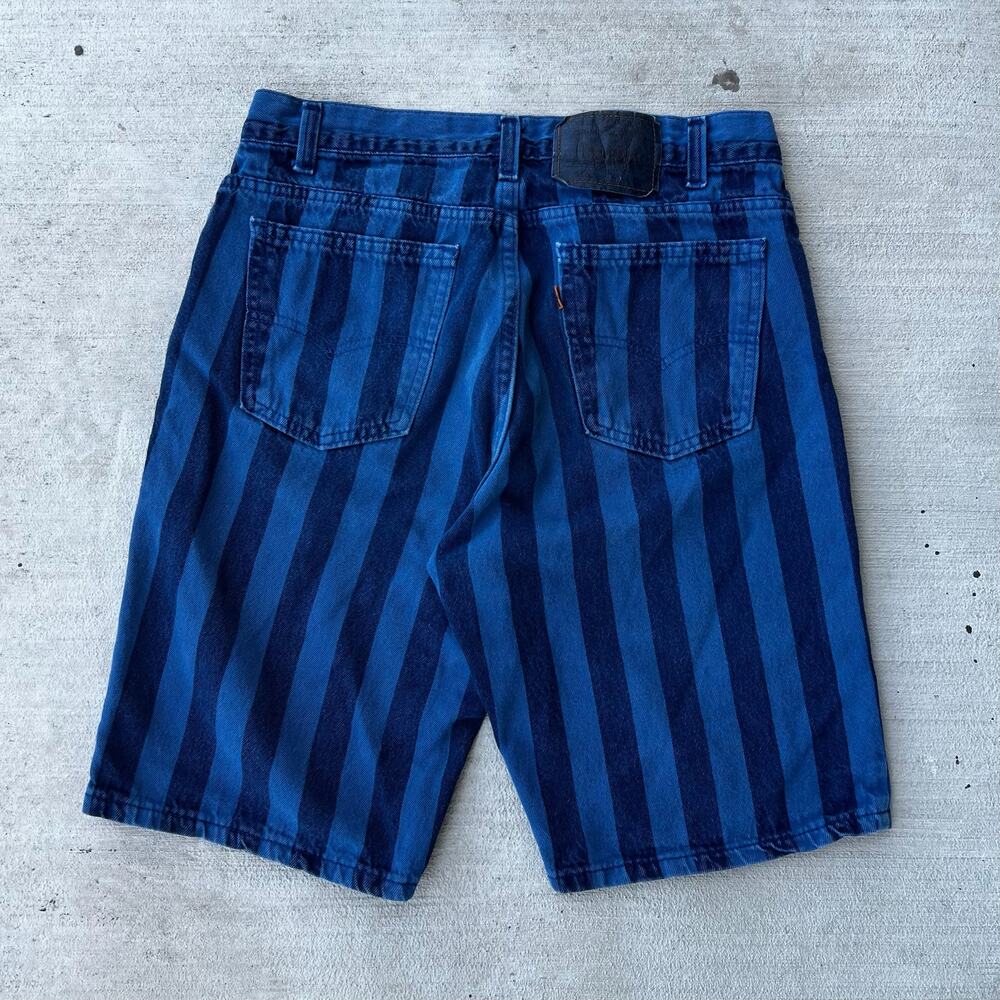 Levi's blue striped work wear shorts